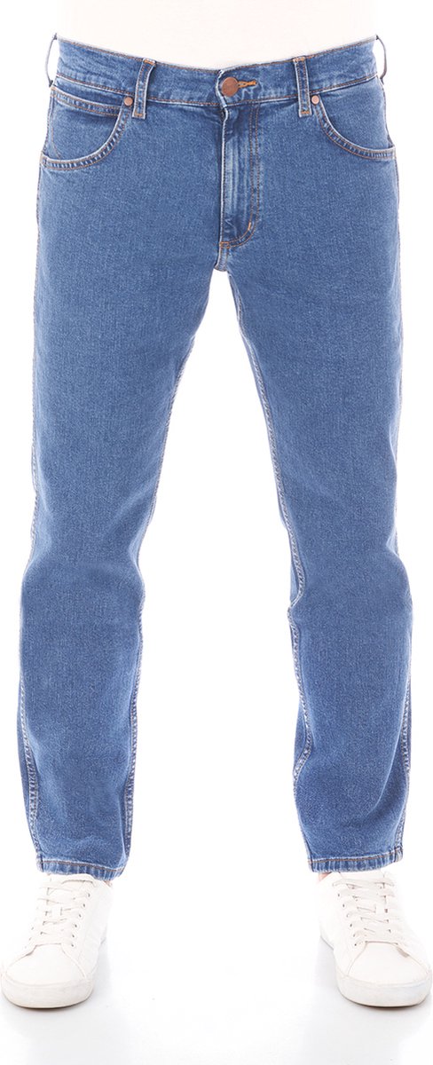 Wrangler Heren Jeans Broeken Greensboro regular/straight Fit Blauw Volwassenen Denim Jeansbroek