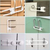 Schuifkast slot, kinderveilige sloten voor kastdeuren, babyveiligheid U-vorm sloten vergrendeling voor kast keuken badkamer opbergdeuren knoppen en handgrepen (6 pack)