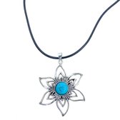 ketting- turquoise-bloem-45 cm-Charme Bijoux