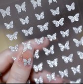 Nagelstickers Vlinder Glitter ( Zilver) 10 x 7.6 cm