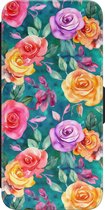 Leuke Telefoonhoesjes - Hoesje geschikt voor Samsung Galaxy S23 - Rozen - Wallet Case met pasjeshouder - Bloemen - Multi