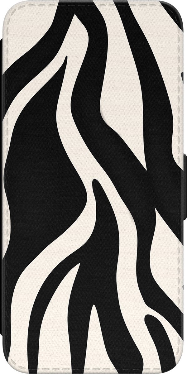 Leuke Telefoonhoesjes - Hoesje geschikt voor Samsung Galaxy S23 - Zebra - Wallet Case met pasjeshouder - Print / Illustratie - Zwart