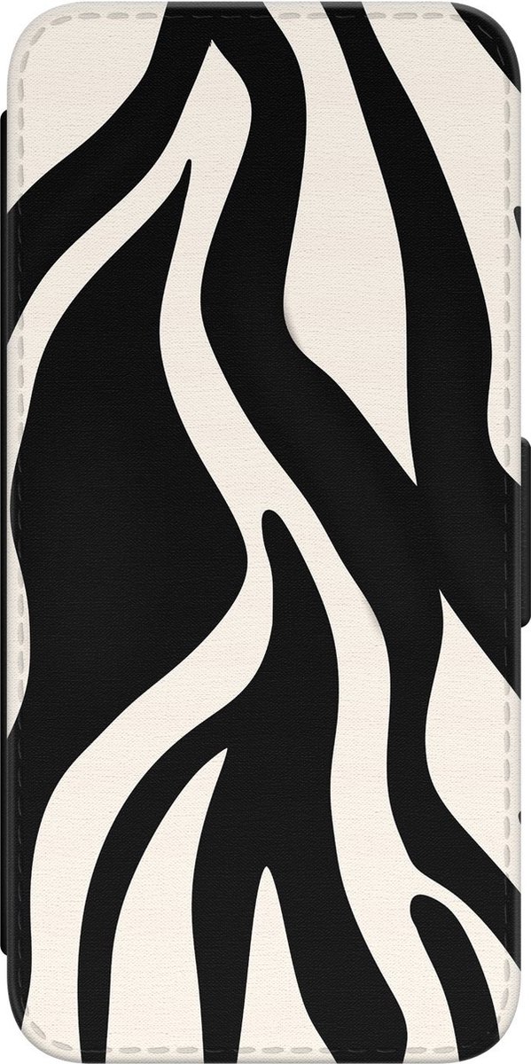 Leuke Telefoonhoesjes - Hoesje geschikt voor Samsung Galaxy A34 - Zebra - Wallet Case met pasjeshouder - Print / Illustratie - Zwart