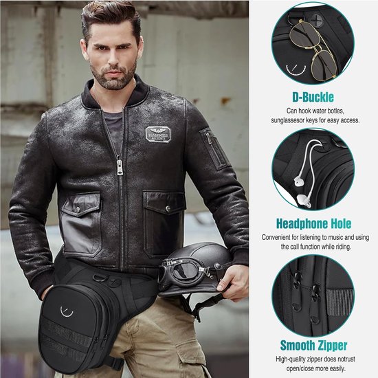 Huntvp Beenzak, dijbeenzak, tactisch, militair, multifunctionele tas, voor wandelen, kamperen, klimmen, reizen, motorrijden, fietsen, vissen, jagen (Type-3 zwart
