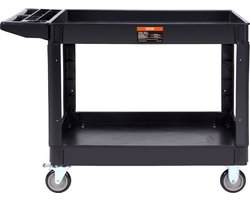 VEVOR Serveerwagen 249kg Draagvermogen Afruimwagen 116x65x85cm Servicewagen Van Pp Werkplaatswagen met Vergrendelbare Wielen Gereedschapswagen Werkplaatswagen voor Magazijnen Garages Kantoren Tuiniers Hotels