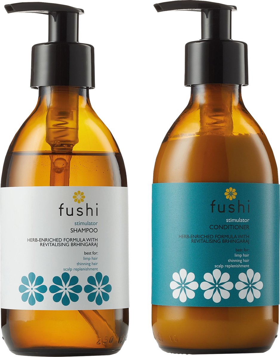 Fushi - Stimulator Herbal Shampoo en Conditioner - 2 glazen flessen