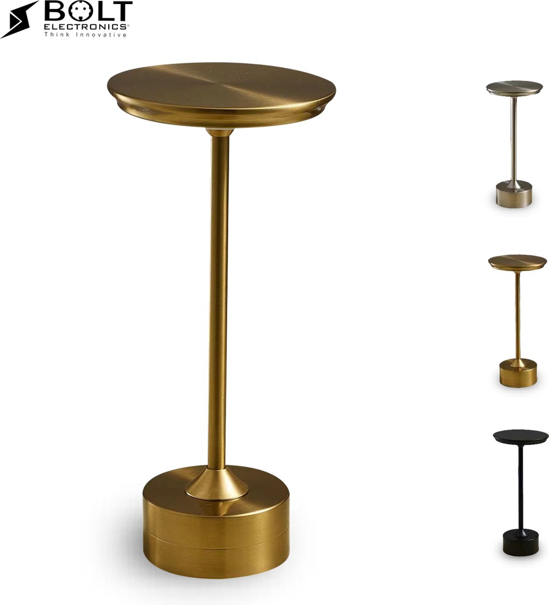 Bolt Electronics® - Tafellamp oplaadbaar - Tafellampen - Dimbaar - Slaapkamer - Woonkamer - Goud