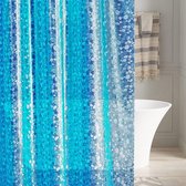 Douchegordijnen PEVA waterdicht badgordijnvoering 3D-effect blauw kiezel zwaar douchegordijn met 3 magneten, schimmelbestendig badgordijnen met 12 haken, 72 x 72 inch
