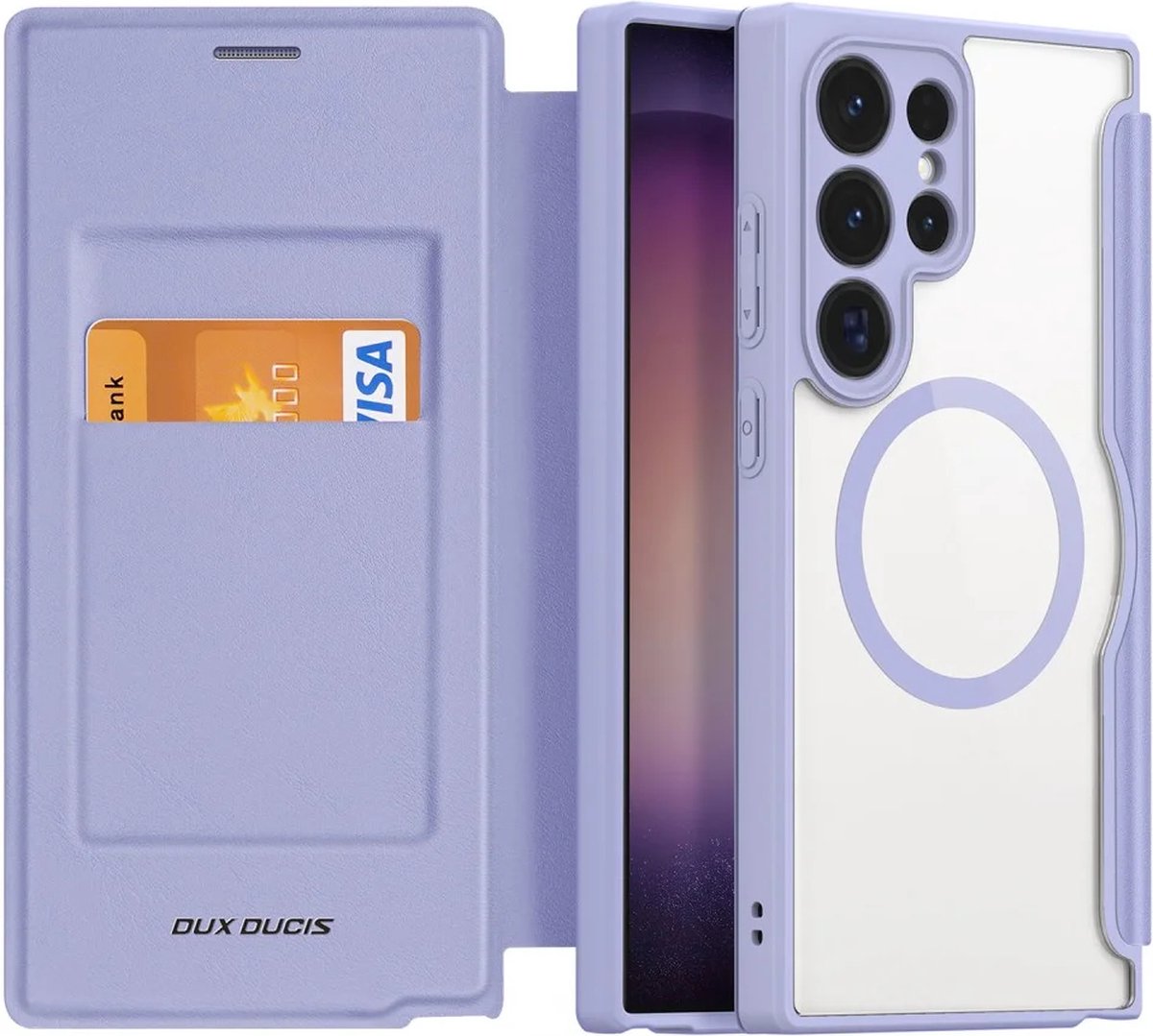 Geschikt voor Dux Ducis Samsung S24 Ultra 5G - Book Case - Geschikt voor Mag Hoesje - Paars