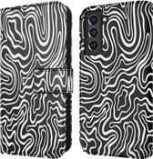 iMoshion Hoesje Geschikt voor Samsung Galaxy S21 FE Hoesje Met Pasjeshouder - iMoshion Design Bookcase smartphone - Meerkleurig / Black And White