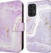 iMoshion Hoesje Geschikt voor Samsung Galaxy A33 Hoesje Met Pasjeshouder - iMoshion Design Bookcase smartphone - Paars / Purple Marble