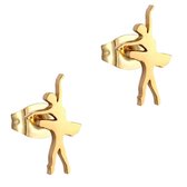 Aramat jewels ® - Oorbellen zweerknopjes ballerina goudkleurig chirurgisch staal 11mm x 6mm