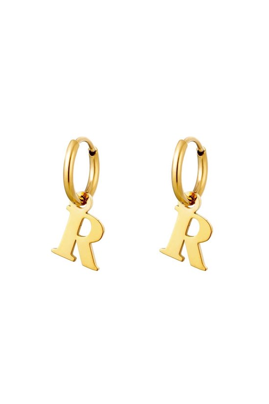 Oorbellen met Letter R, earrings with letter R, stainless steel en Nikkelfree. Valentijn kado tip, moederdag , kerst of zomaar.