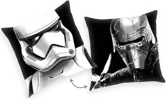 Coussin décoratif Star Wars - 40x40 cm - polyester - garni et moelleux - noir et blanc - Storm trooper