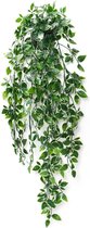 1 stuk kunsthangplanten, mandalabladeren met potten, 50 cm lang, onderhoudsvrije kunstplanten, wijnstok voor tuin, binnen en buiten, mandala-1 stuk