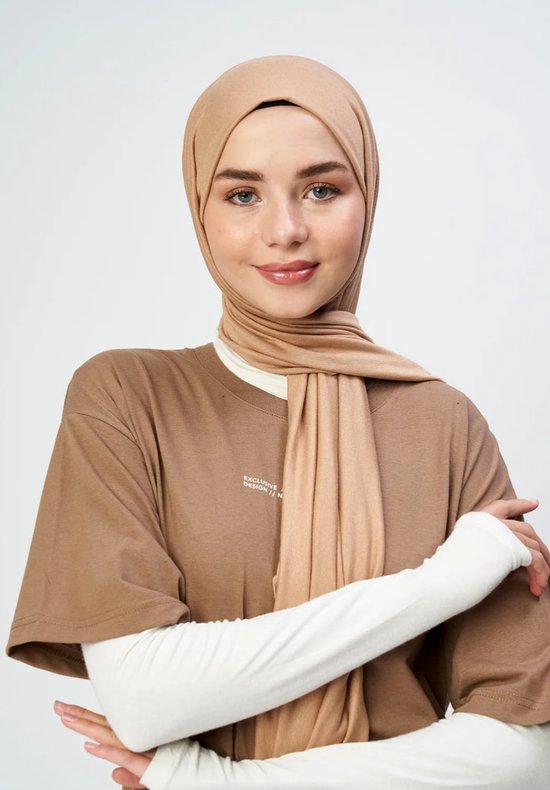 Hijab Jersey Nude - Sjaal - Hoofddoek - Turban - Jersey Scarf - Sjawl - Dames hoofddoek - Islam