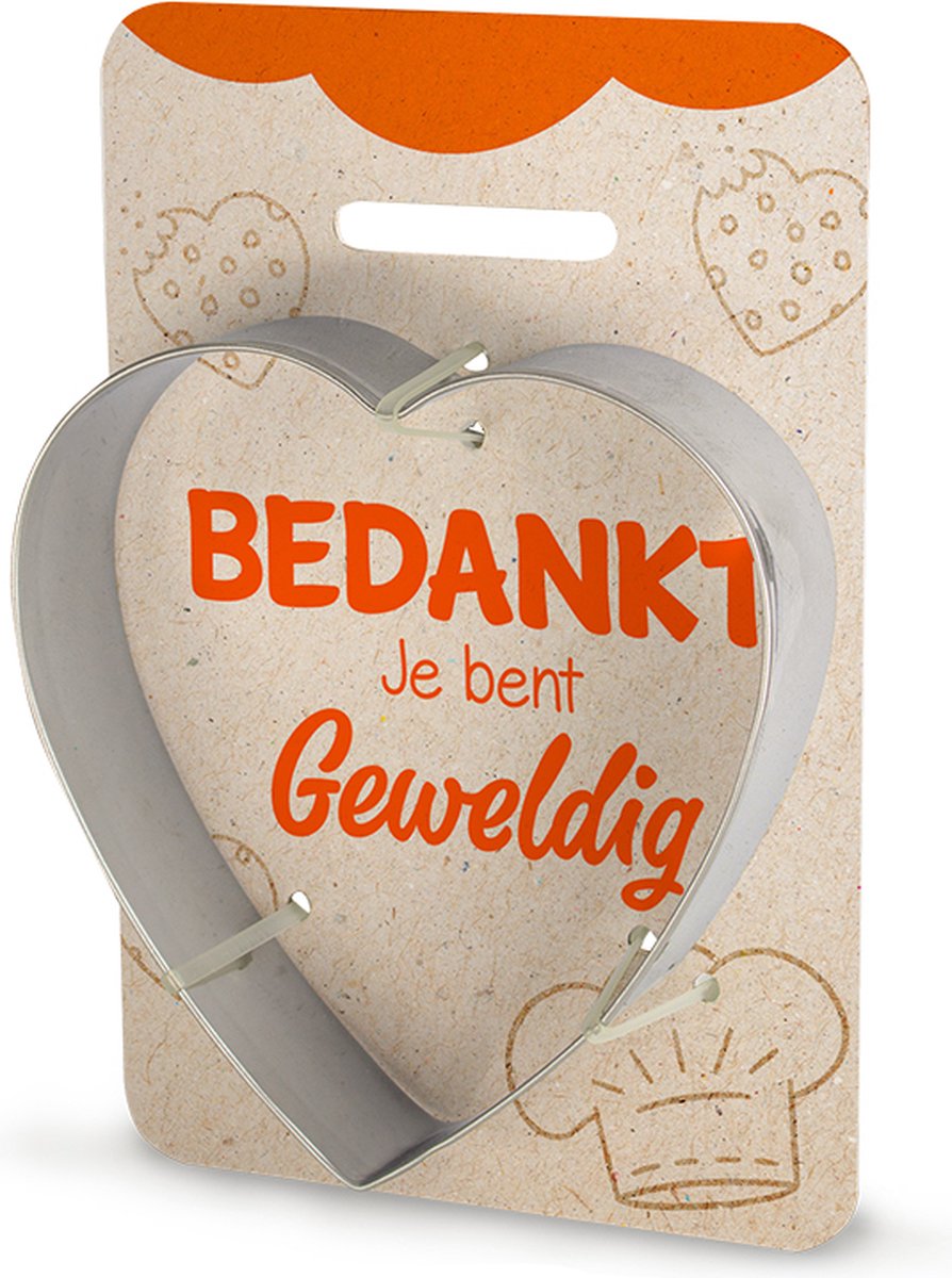 Koekvormpje, hart vorm, Bedankt, koekjesvorm, cadeau idee verjaardag, origineel cadeautje