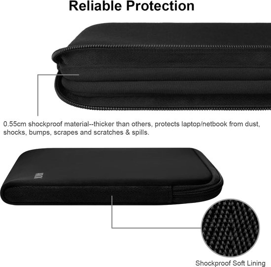 Arvok Laptop Sleeve 17.3 inch - Laptop hoes - Laptop Case - Geschikt voor Macbook - Zwart - Sefaras