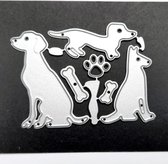 Metalen snijmal - 3 honden - botjes - hondenpoot - stans mes - kaarten maken - embossing - scrapbooking