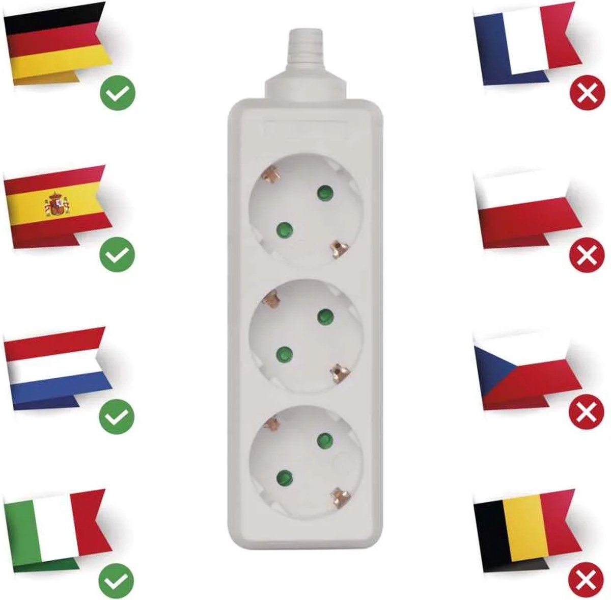Emos - Stekkerdoos zonder snoer - 3 stopcontact - 250V~/16A