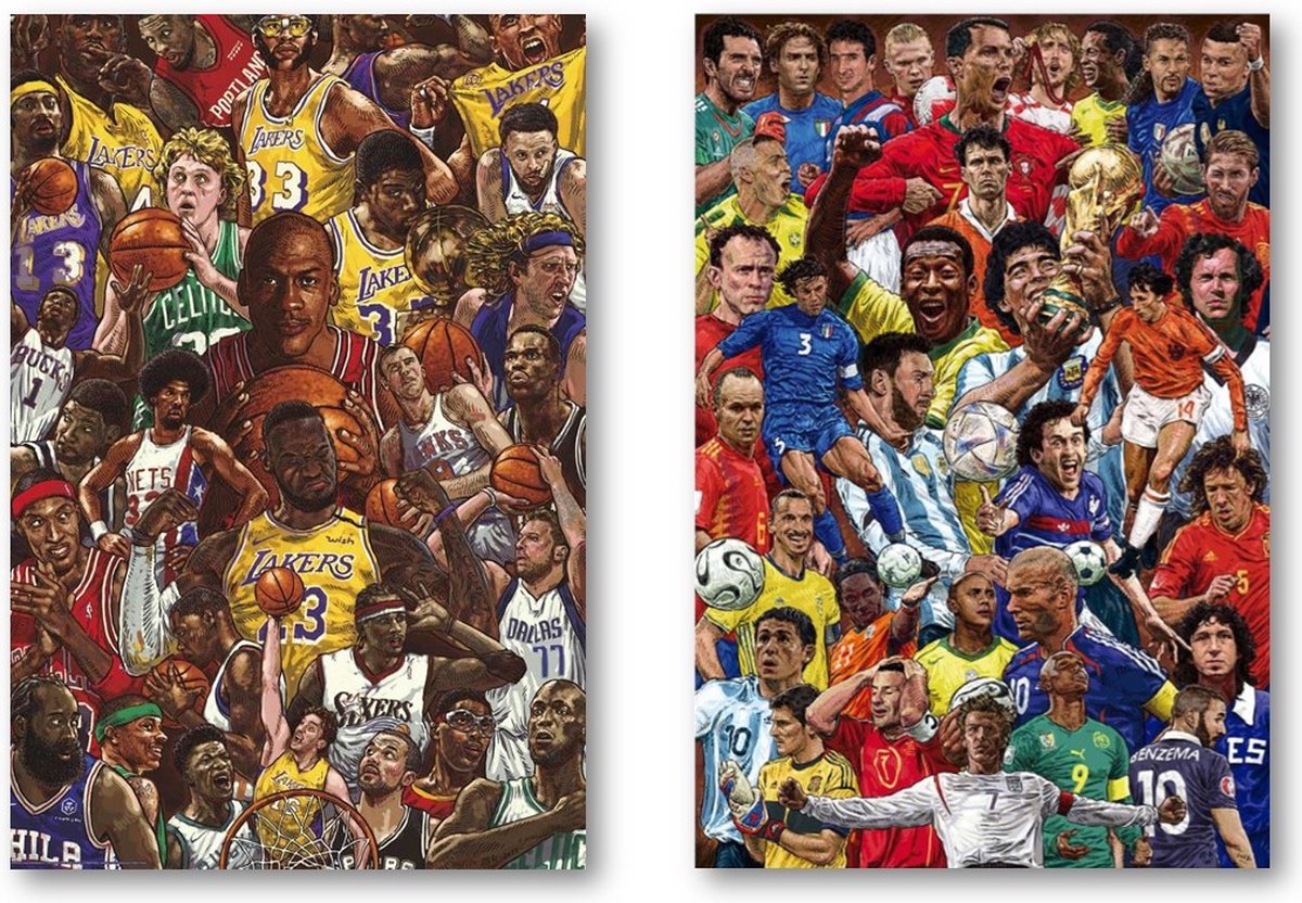 Posterpoint Voetbalposter en basketbal poster - Set van twee posters - 61 x 91.5 cm Multi colour