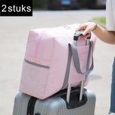 2stuks Multifunctionele Opvouwbare Reistas -Waterdicht& Duurzaam- Ideaal voor Handbagage & Weekenduitjes-roze