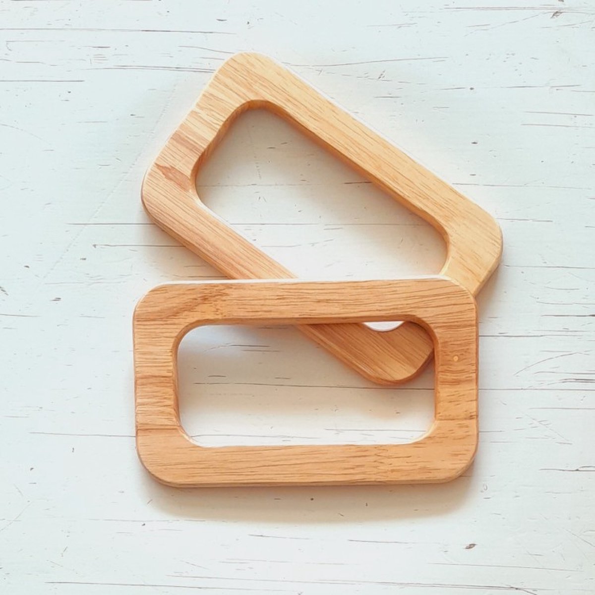 Houten Tashandvatten Rechthoek – Naturel - 16 × 9,5 cm – Per Paar (2 stuks) – voor Macramé & Tassen –