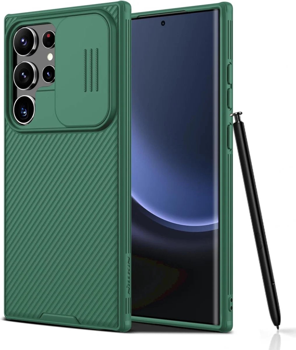 Geschikt voor Nillkin Samsung Galaxy S24 Ultra 5G - Back Cover - CamShield Camera Slider Hoesje - Groen