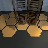Hexagon Plak Spiegels Goud Brons Zeskant–Echt glas-Interieuraccessoires–Badkamer Accessoires-12 stuks