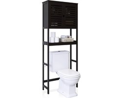 Goodivery - Wasmachine ombouw - Wasmachinekast - Toiletkast - Badkamermeubel - WC - Kast - 26x64x175cm - Zwart