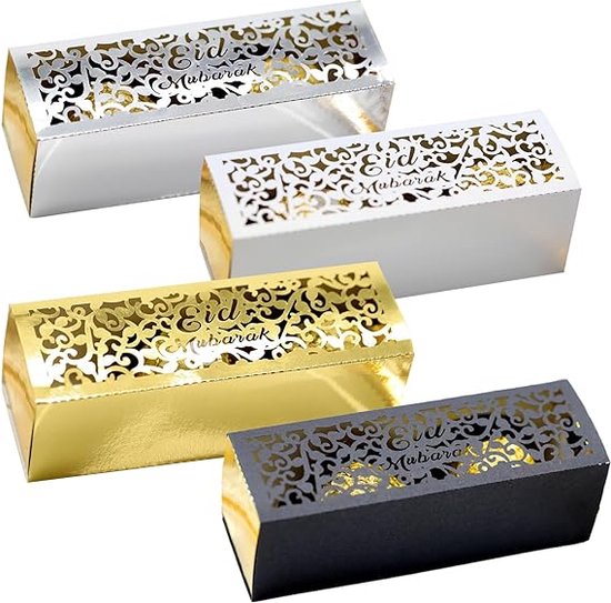 24 Stuks Eid Mubarak Geschenkdoos Ramadan Mubarak Party Gunst Tas Eid al-Adha Mubarak Treat Candy Box voor Moslim Ramadan Mubarak Decoraties Levert