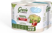 Grazie Natural - 2-laags Toiletpapier - 8 rollen - Gerecycled Toiletpapier - Bleekvrij - Ecolabel Certificering