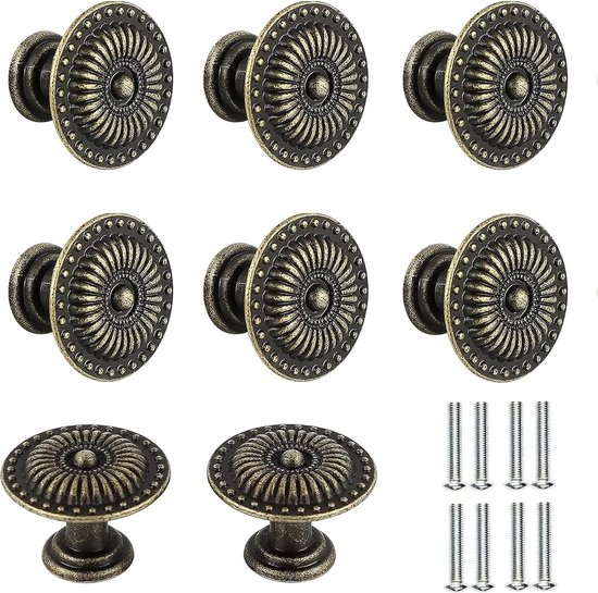 8 Stuks Meubelknoppen Vintage 32mm, Kastknoppen Antieke Bronzy