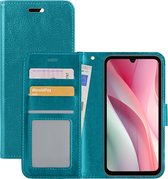 Hoes Geschikt voor Samsung A15 Hoesje Book Case Hoes Flip Cover Wallet Bookcase - Turquoise