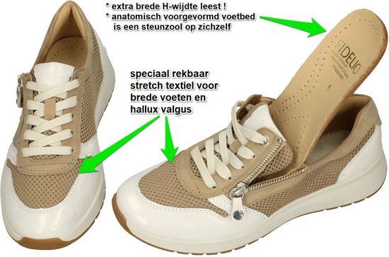 Fidelio Hallux -Dames - beige - sneakers - maat 36.5