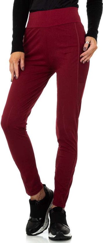 Pantalon de sport extensible à la Fashion , poches translucides, rouge vin S/M