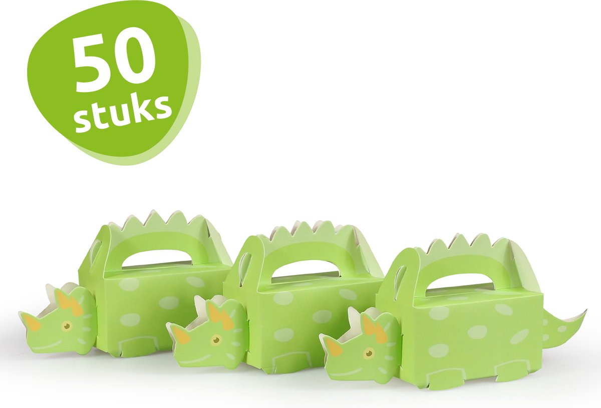 Isa's Friends® - Traktatie Doosjes - Dino - Groen - 50 stuks - Uitdeeldoosjes - Uitdeelcadeautjes