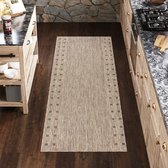 Tapiso Melissa Loper Laagpolig Beige Vloerkleed Indoor Outdoor Maat- 80x350