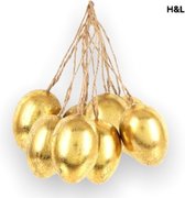 Gouden paasei hangers - paashangers - goud - paasversiering - voor Paasboom - set van 8 - paasdecoratie - Pasen - paaseieren