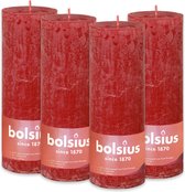 4 bougies pilier rustique Bolsius rouge 68 (85 heures) Eco Shine Delicate Red