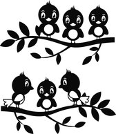 Autocollant de fenêtre - sticker mural oiseaux joyeux sur les branches - chambre d'enfant - véranda