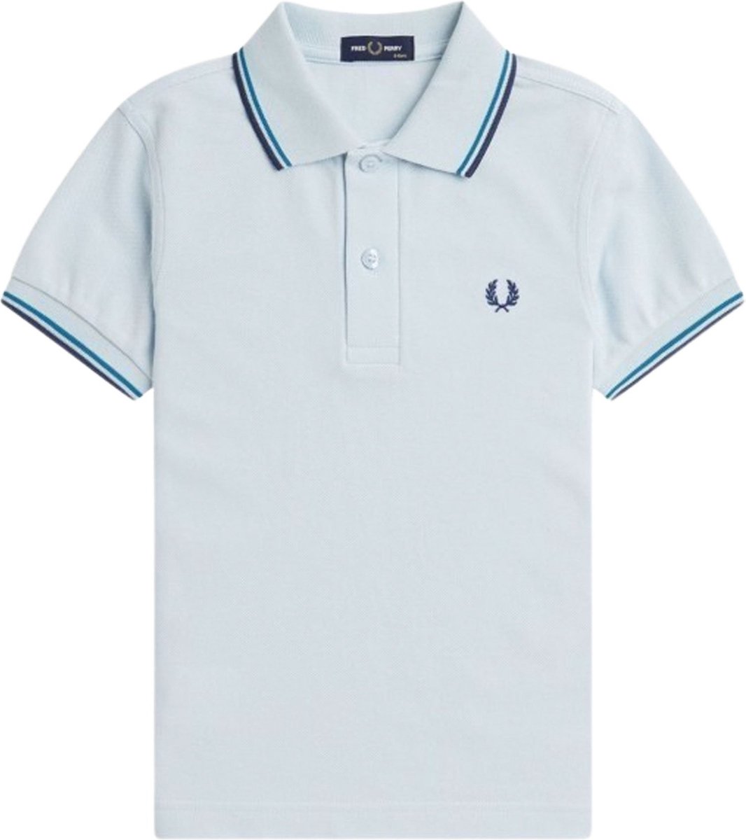 Fred Perry M3600 Poloshirt Niebieski Korte Mouw Logo Detail Blauw