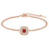 Rosé armband met rood Swarovski® kristal - 16 cm - Valentijnsdag - Moederdag Cadeau - Geschenkset Vrouwen - Cadeau voor Vrouw - Verjaardagscadeau - Cadeau - Geschenk voor haar - Kerst Cadeau - Juwelia