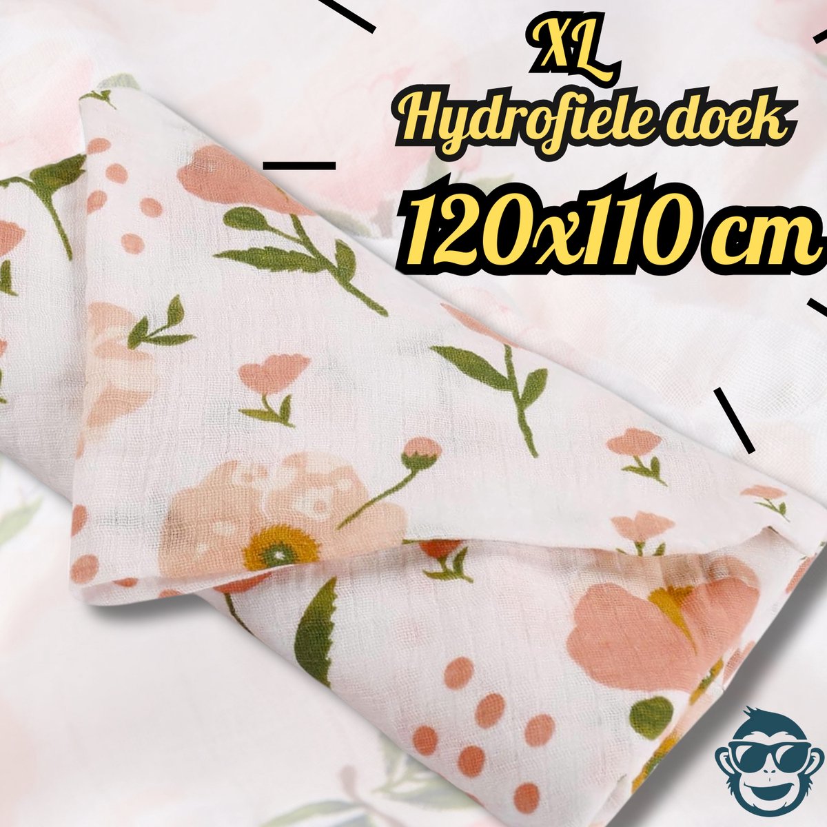 Goedkoopste BoefieBoef XL Hydrofiele Doek 120x110cm - Zachte Bamboe Swaddle, Inbakerdoek, Mousseline Doek voor Baby's en Newborns 0 tot 12 maanden - Lila Roos - Dubbellaags, Ademend en Absorberend - Kerst en KraamCadeau - - Duurzaam - Babydeken - Bloem Roze Wit