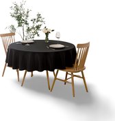 Luxe Tafelkleed - Tafellaken - Hoge Kwaliteit - Tafelzeil - Tafelkleed Katoen - Waterafstotend - Tafelkleden - 250cm Rond - Zwart