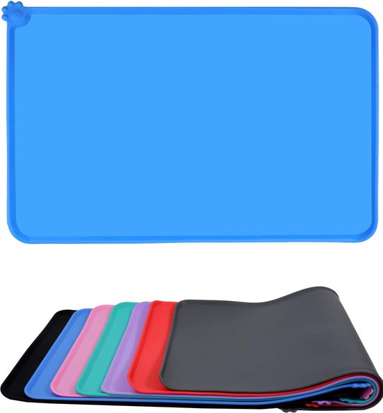 Voedingsmat voor honden en katten, siliconen waterdichte antislip voermat voor hond en kat voor voedsel en water, voerbakmat voor huisdieren, wasbare placemat voor honden (zwart