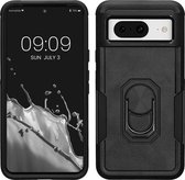 kwmobile telefoonhoesje geschikt voor Google Pixel 8 hoes - 360 graden draaibare metalen ring vingerhouder - Smartphone case in zwart