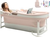 HelloBath® Opvouwbaar Zitbad - Bath Bucket - 148cm - 220L - Extra lang - Incl. Badkussen, Onderwaterlamp & Opberghoes - Model: James Brazilian Sand