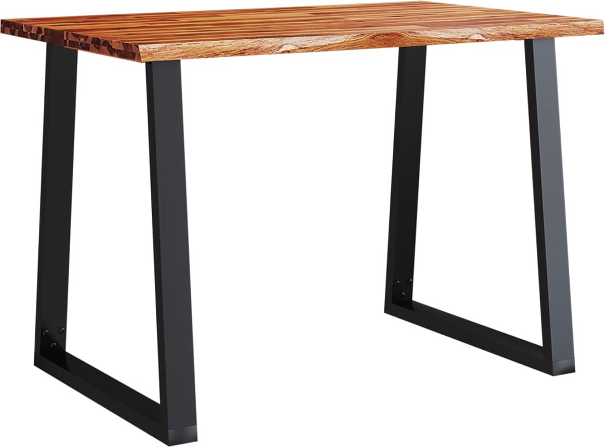 vidaXL Eettafel - met - natuurlijke - rand - 110x70x75 - cm - massief - acaciahout Bruin