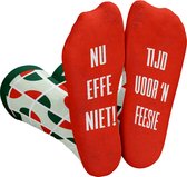 Grappige sokken Tijd Voor 'N Feesie - One Size Sokken met Tekst - Grappige Cadeaus voor Mannen & Dames - Happy Socks - Verjaardag cadeau Vrouw, Vader, Papa, Mama - Party - Feest - Uitgaan - Festival Outfit - Carnavalskleding
